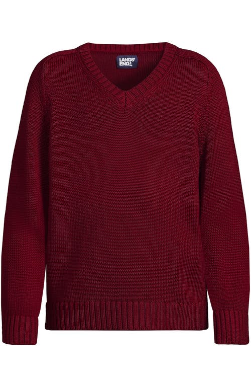 Lands' End School Uniform Kids Cotton Modal V-neck Sweater In Garnet
