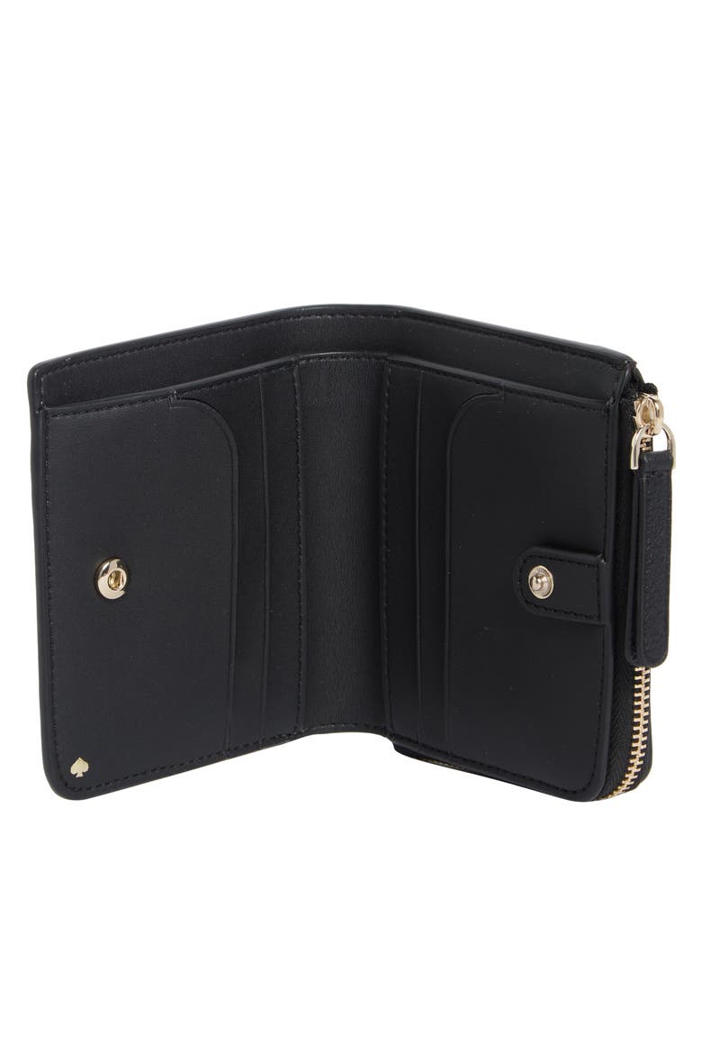leila small pebbled leather wallet, Alternate, color, BLACK