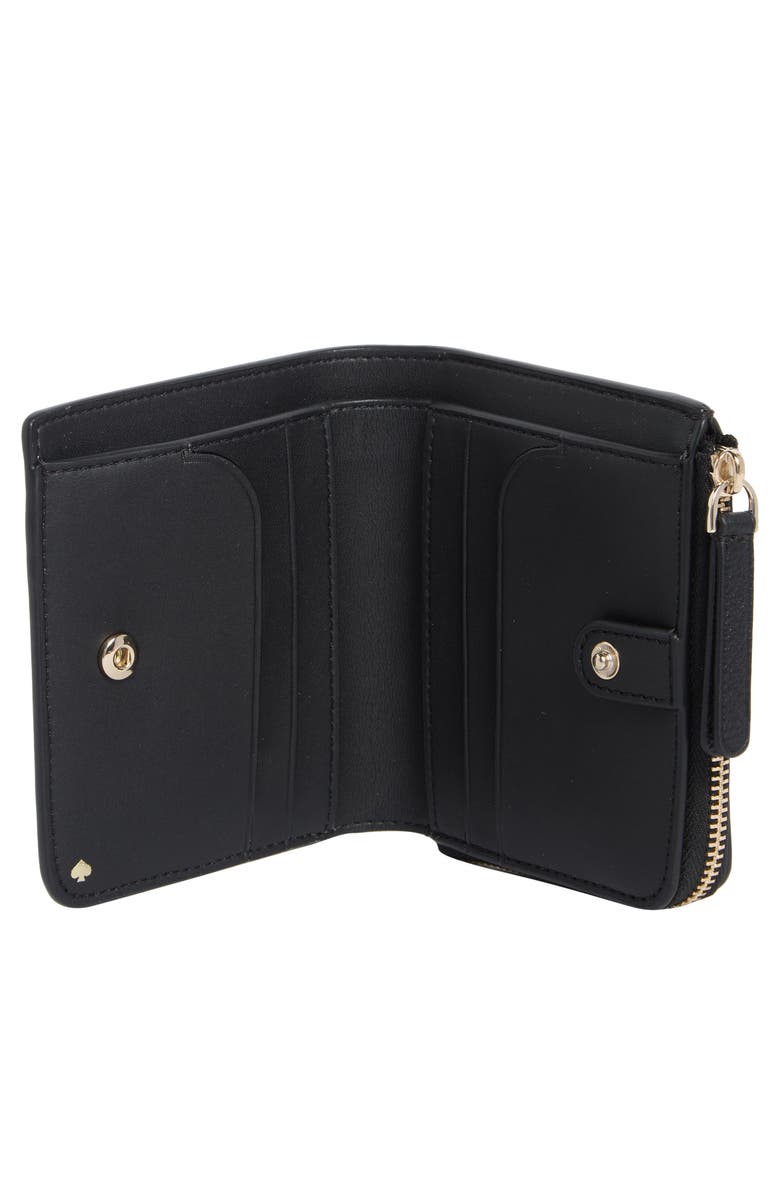 Kate Spade New York leila small pebbled leather wallet, Alternate, color, Black