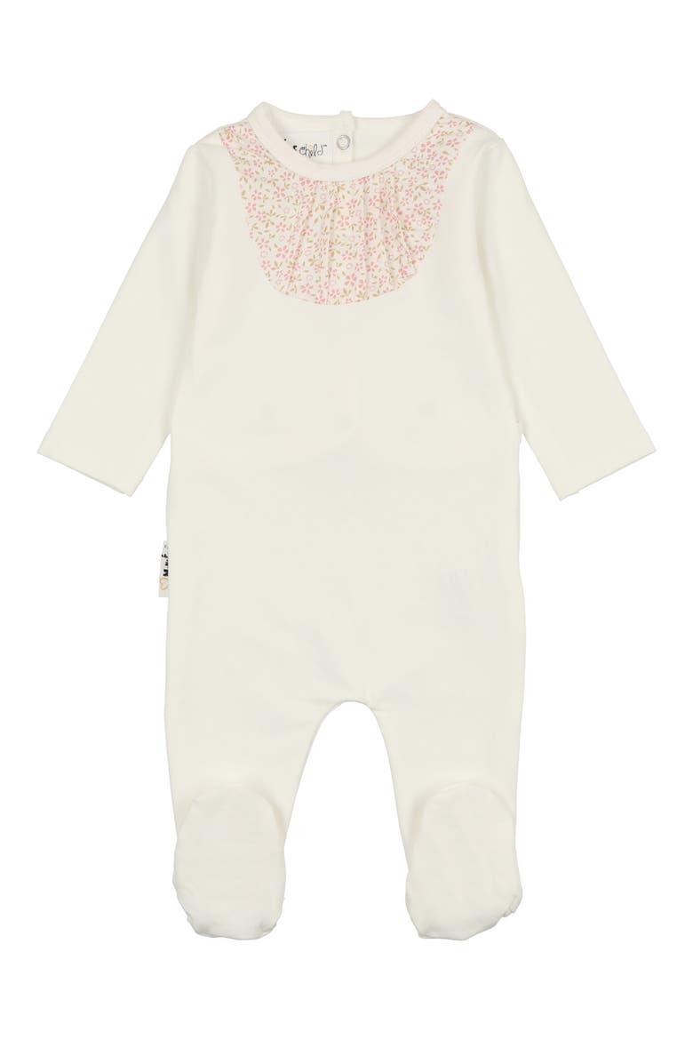 Pleated Bib Footie, Main, color, WHITE PINK
