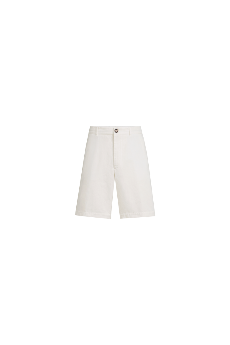 Garment-dyed Bermuda shorts in twisted cotton gabardine, Alternate, color, White