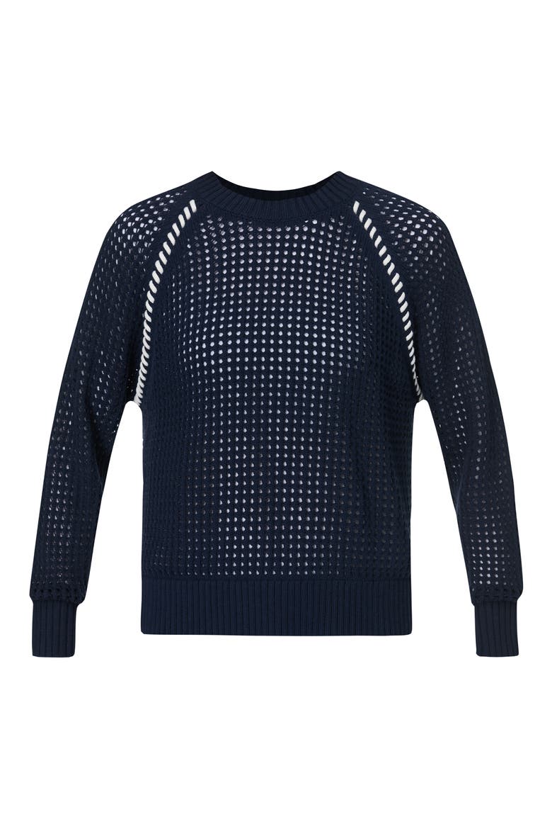 Tides High Whipstitch Open Knit Sweater, Alternate, color, NAVY BLUE