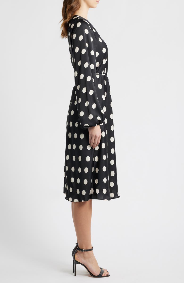 Sam Edelman Dot Long Sleeve Midi Dress, Alternate, color, Black
