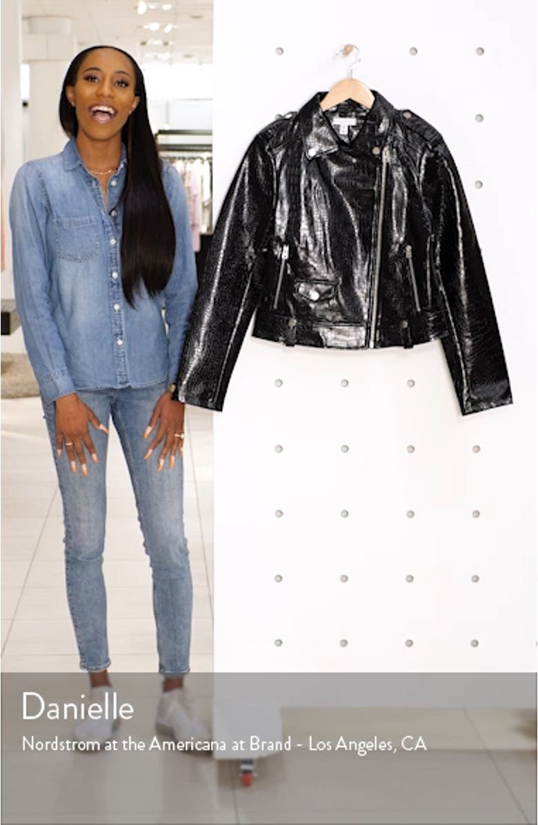 Croc Embossed Faux Leather Jacket, sales video thumbnail