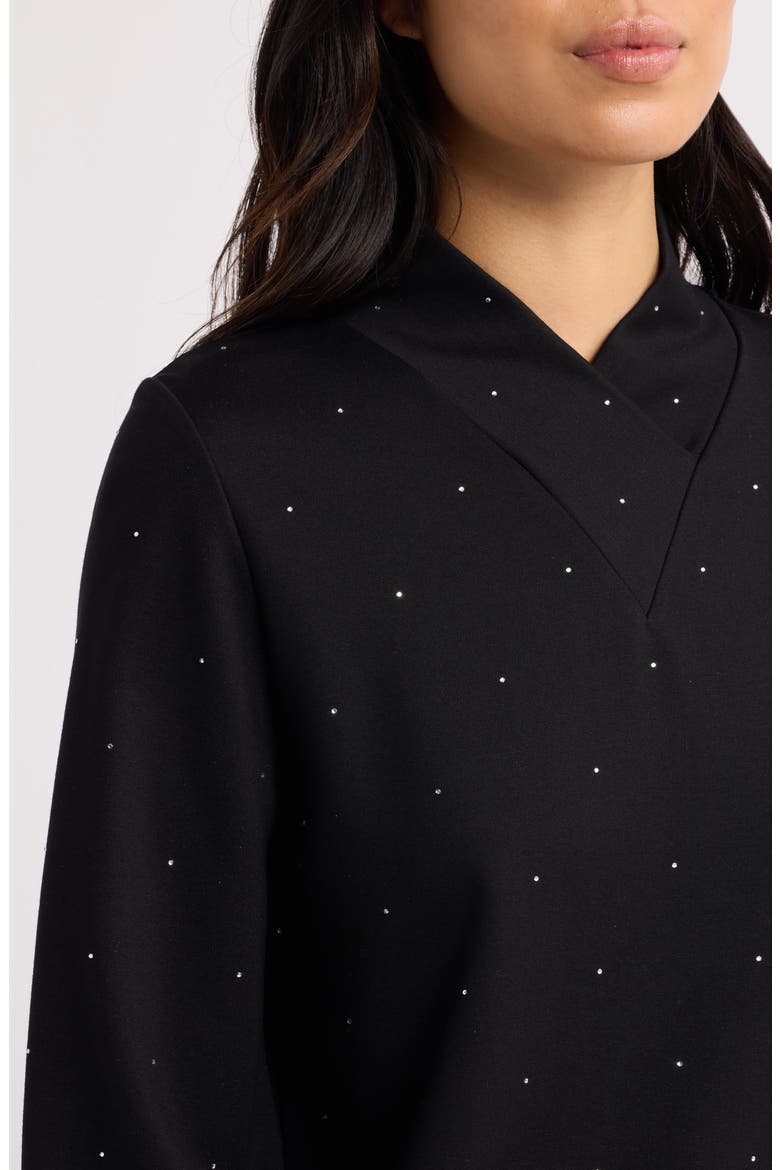 Wrap Neck Puff Sleeve Pullover, Alternate, color, ANNE BLACK