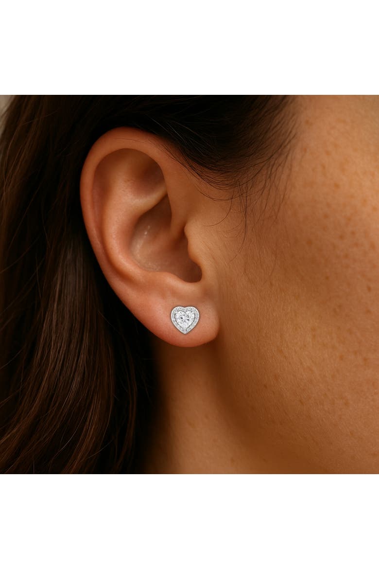 Sterling Silver Halo Studs Set, Alternate, color, Silver