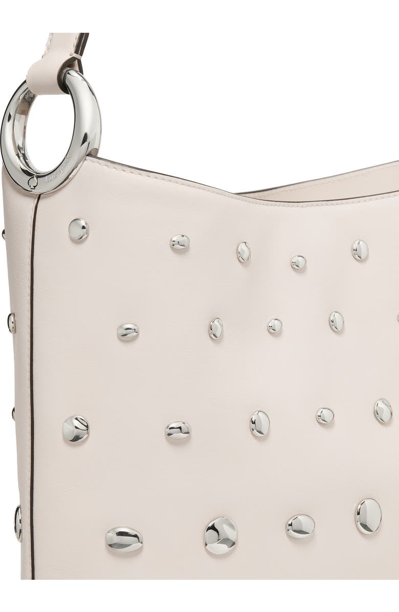 Kate Spade New York halo stud fine grain leather bucket bag, Alternate, color, Cream.