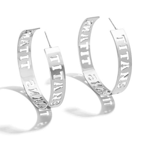 x Baublebar Silver Tennessee Titans Large Cutout Hoop Earrings