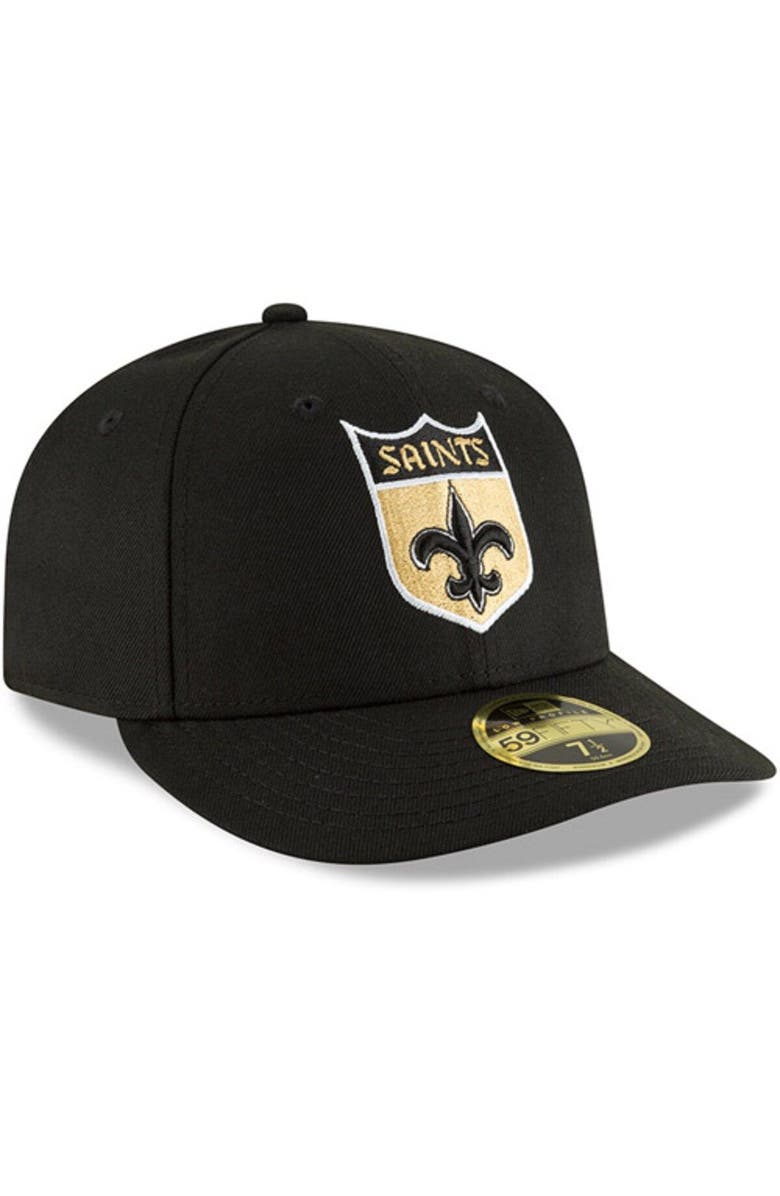 New Era Men's New Era Black New Orleans Saints Omaha Throwback Low Profile 59FIFTY Fitted Hat, Alternate, color, Black