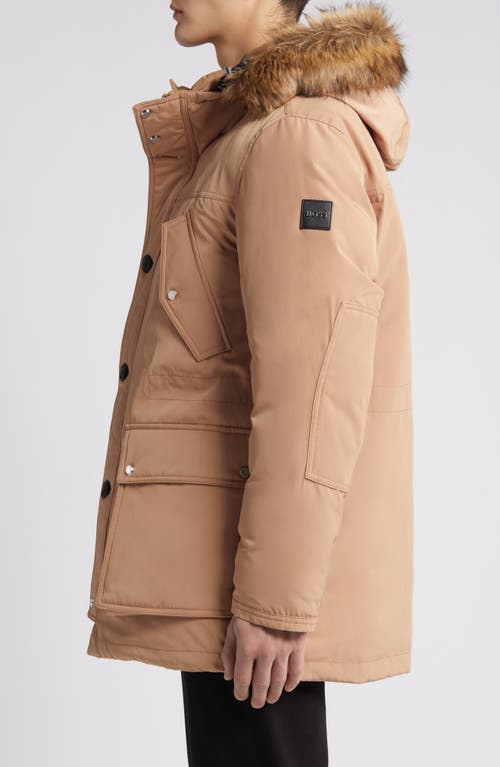 HUGO BOSS BOSS DADICO WATER REPELLENT FAUX FUR TRIM DOWN HOODED PARKA