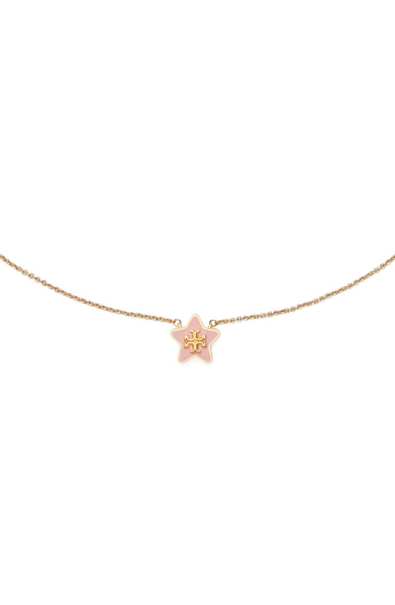 Tory Burch Forget Me Not Necklace, Alternate, color, Tory Gold / Pink Snow