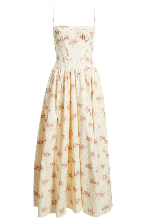 Rona Floral Stretch Cotton Maxi Cocktail Dress