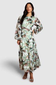 Coast Puff Sleeve Jacquard Midaxi Dress
