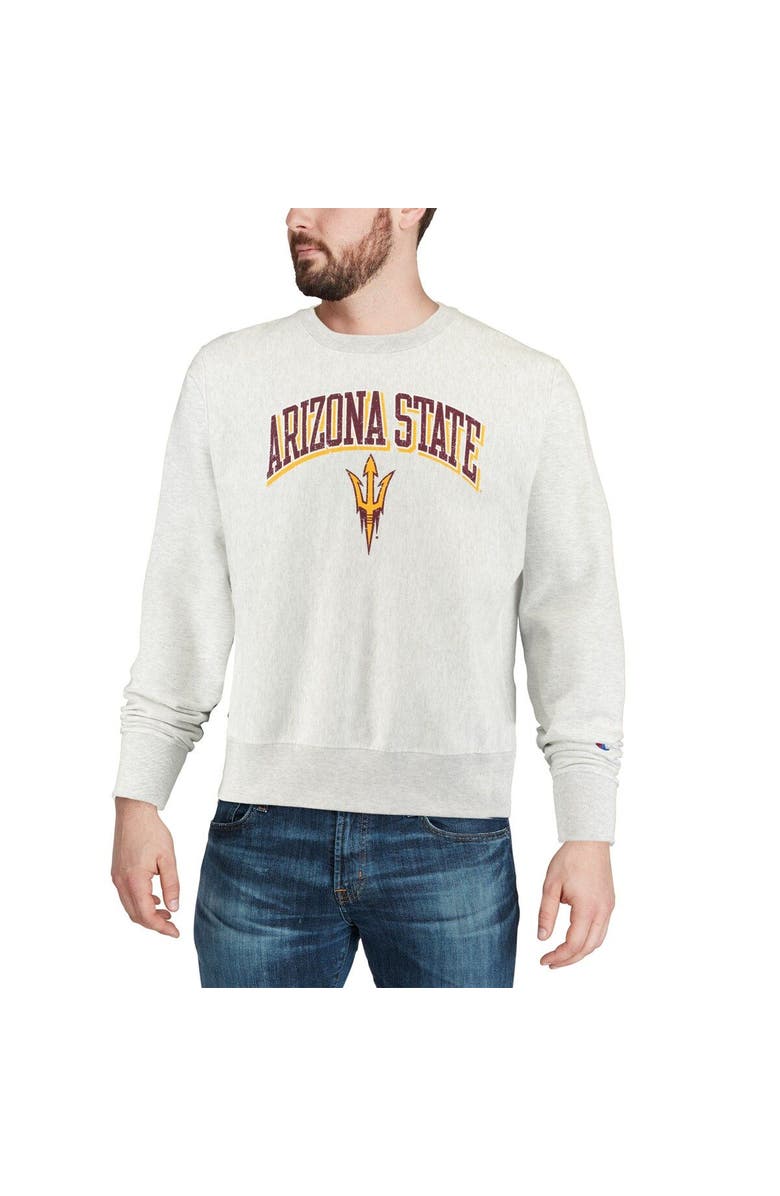 Champion Men's Champion Gray Arizona State Sun Devils Arch Over Logo Reverse Weave Pullover Sweatshirt, Alternate, color, Heather Gray