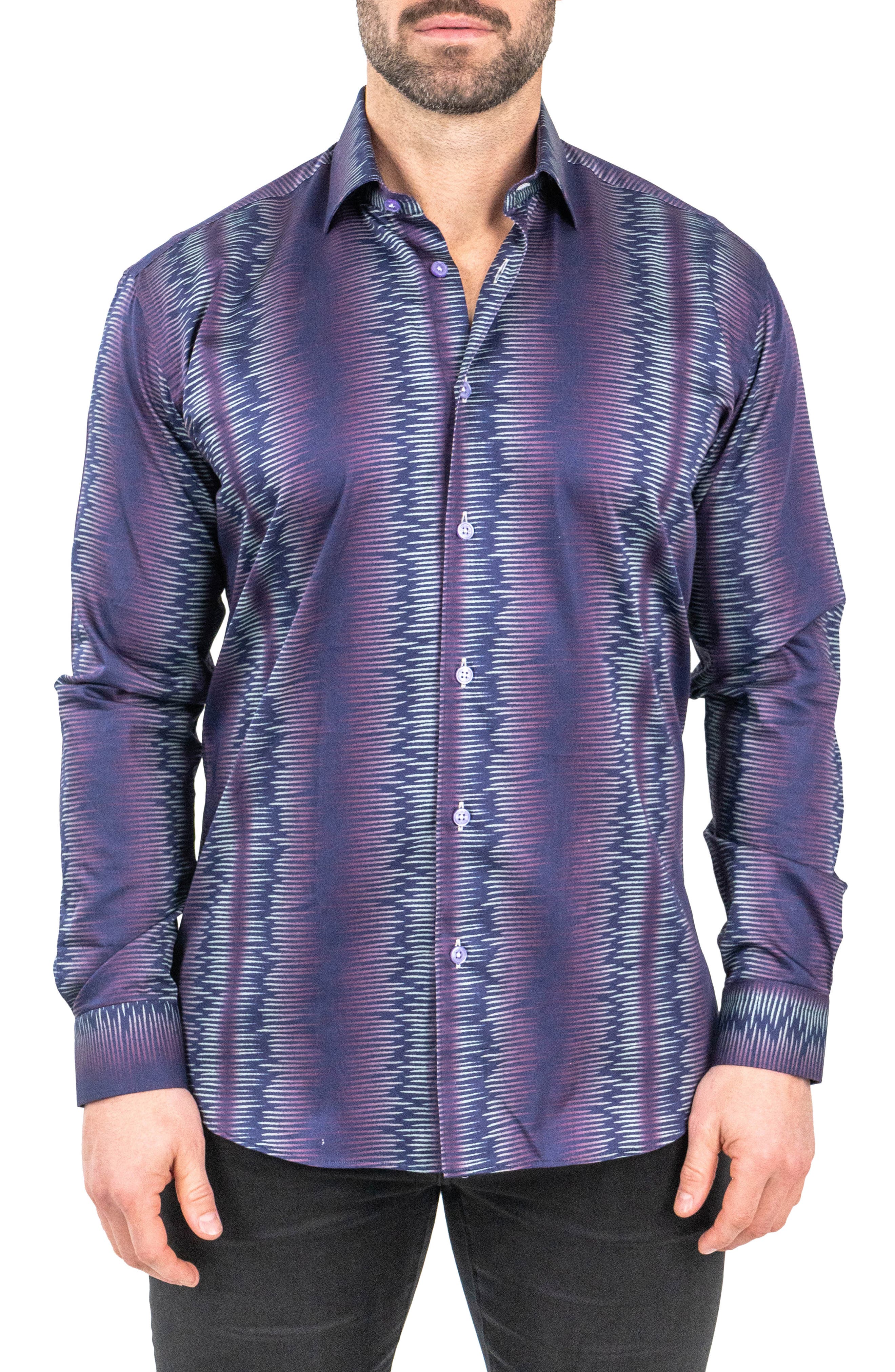 Maceoo Fibonacci Venustrap Purple Contemporary Fit Button-Up Shirt 