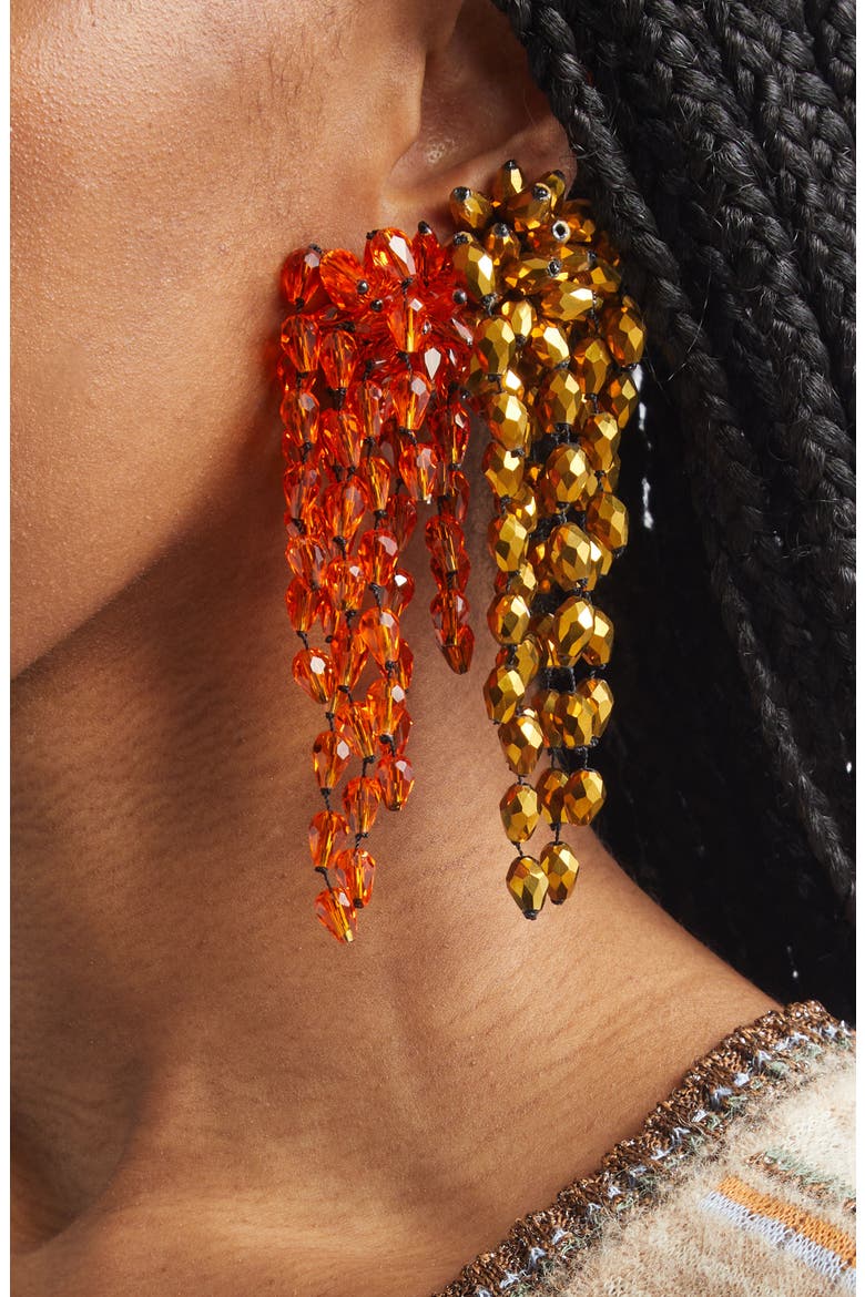 Single Drop Earring, Alternate, color, TANGERINE/ BRONZE TABZ
