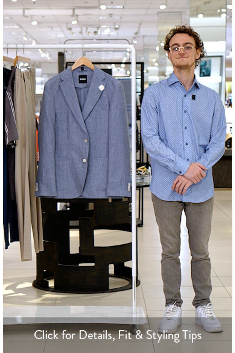 Hanry Slim Fit Blue Mélange Slub Linen Sport Coat video