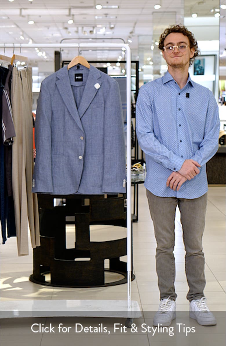 Hanry Slim Fit Blue Mélange Slub Linen Sport Coat, sales video thumbnail