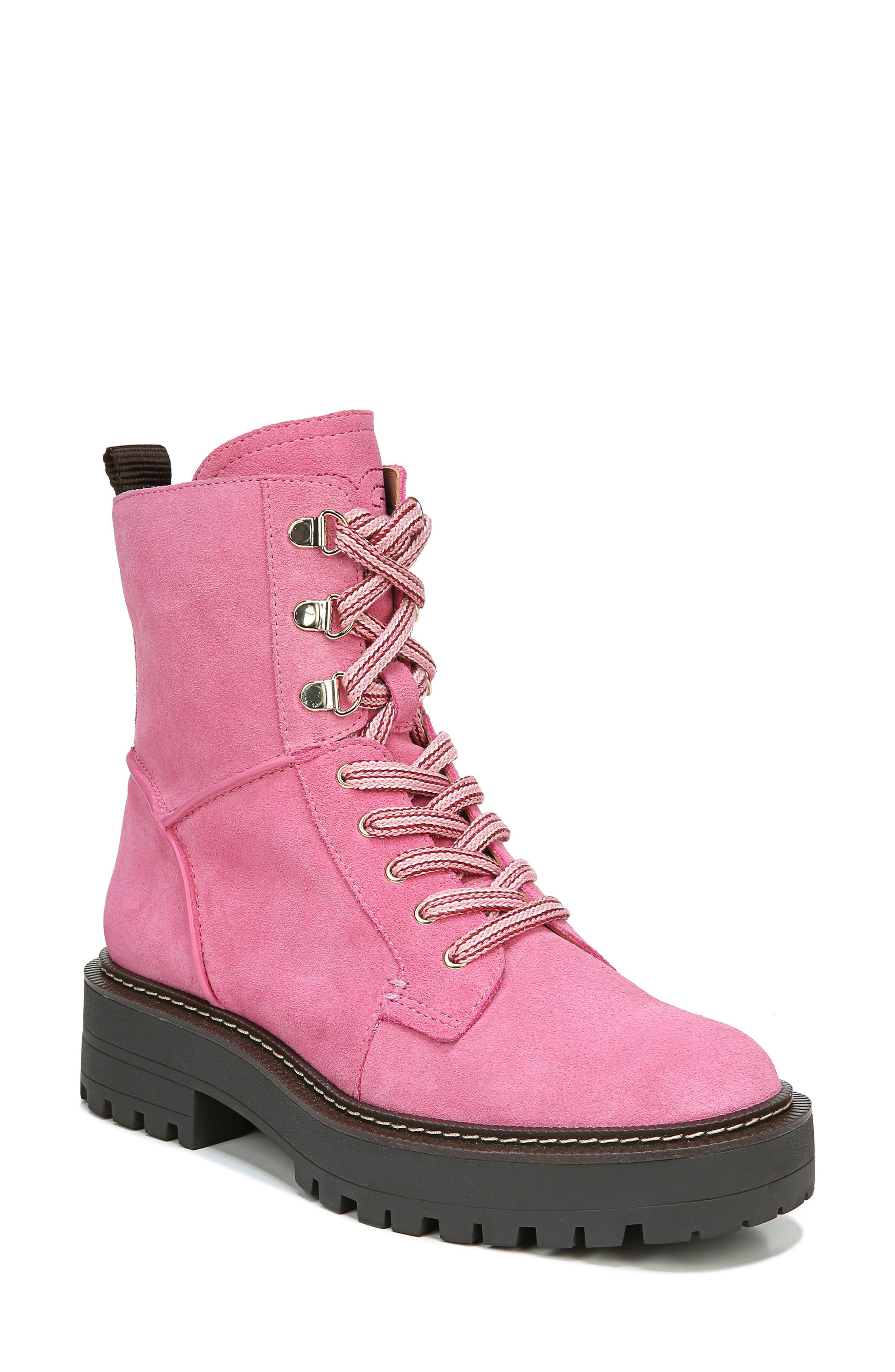 Laurie Platform Combat Boot, Main, color, PINK CONFETTI SUEDE