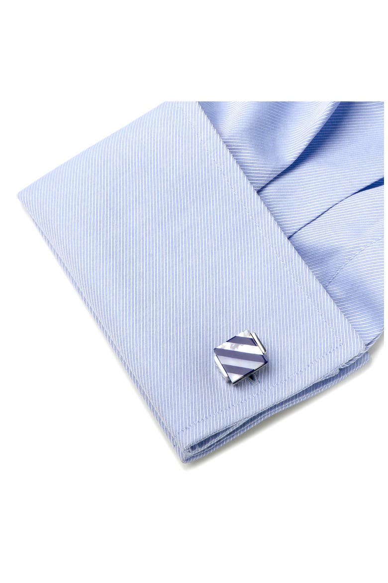 Men's 7-Piece Square Mother-of-Pearl Shirt Studs & Cuff Links Set, Alternate, color, BLUE