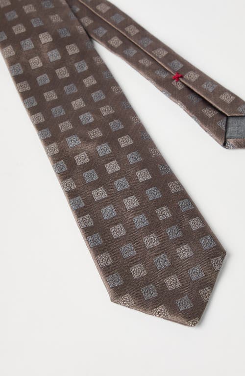 Brunello Cucinelli Silk Tie With Pattern In Brown