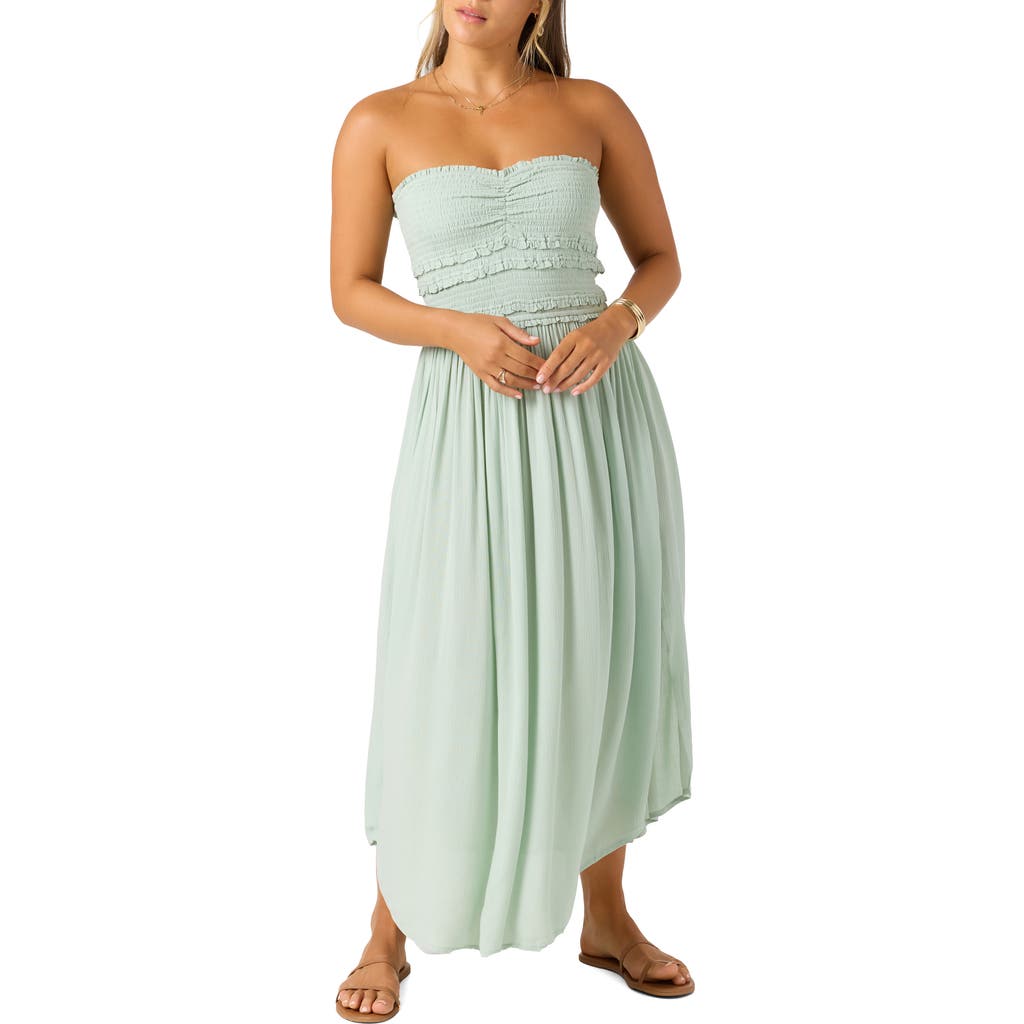 O'neill Devyn Smocked Strapless Midi Dress In Green