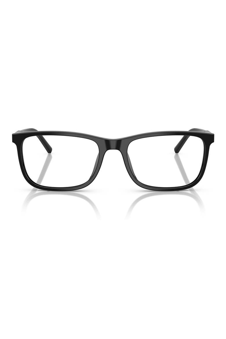 55mm Rectangular Optical Glasses, Main, color, BLACK / DEMO LENS