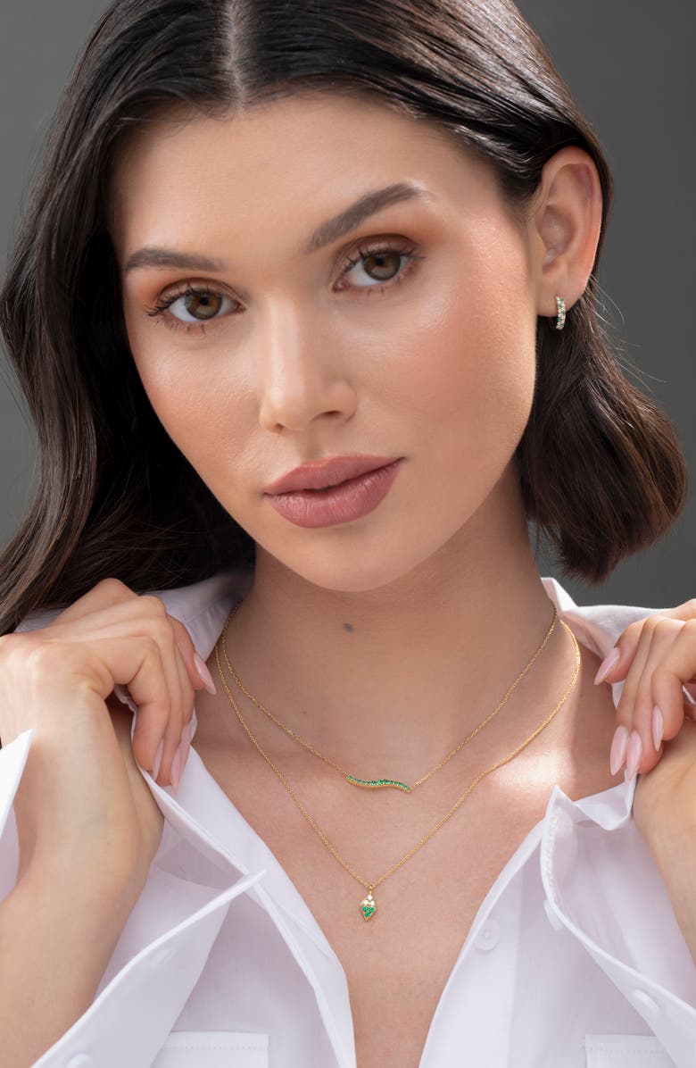 Bony Levy Diamond & Emerald Pendant Necklace, Alternate, color, 18K Y. Gold/ Emerald/ Diamond