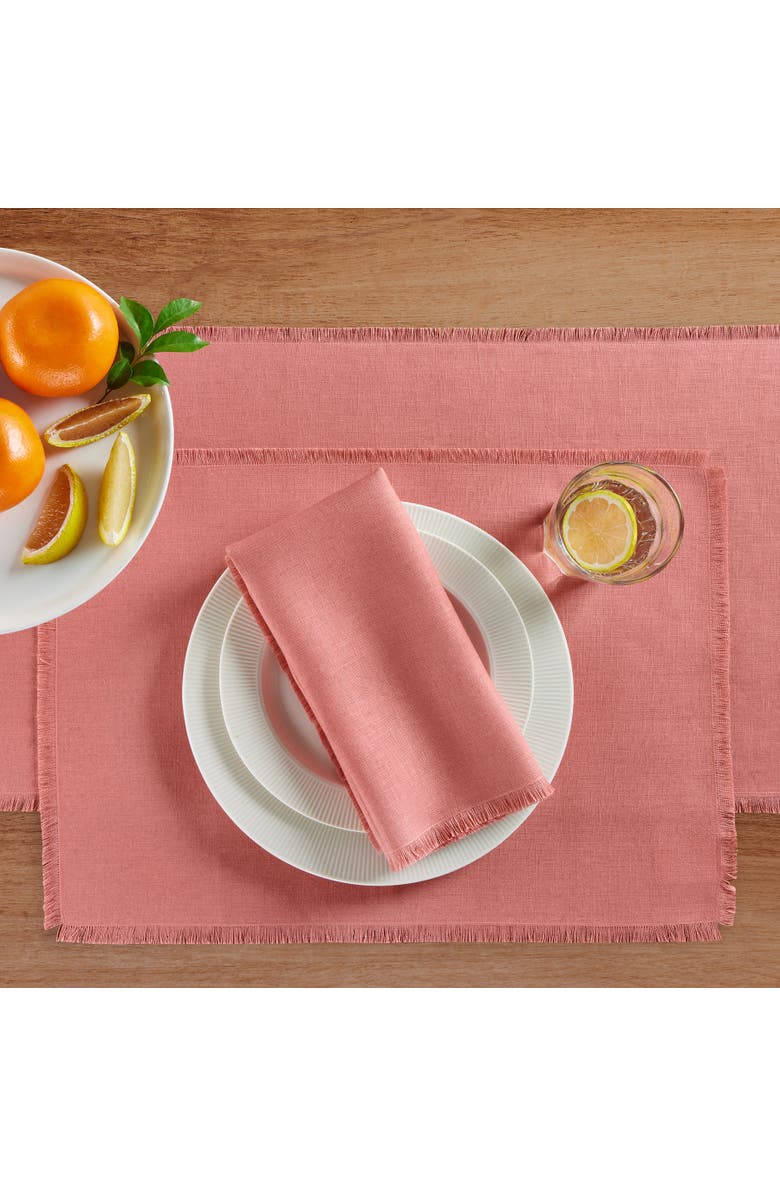 Solino Home Linen Dinner Napkins - Fringe, 20" x 20", Alternate, color, Dusty Rose