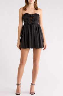 All in Favor Bow Strapless Fit & Flare Minidress