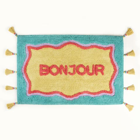 Punjab Bonjour Tasseled 100% Cotton Bath Mat Spa-Inspired