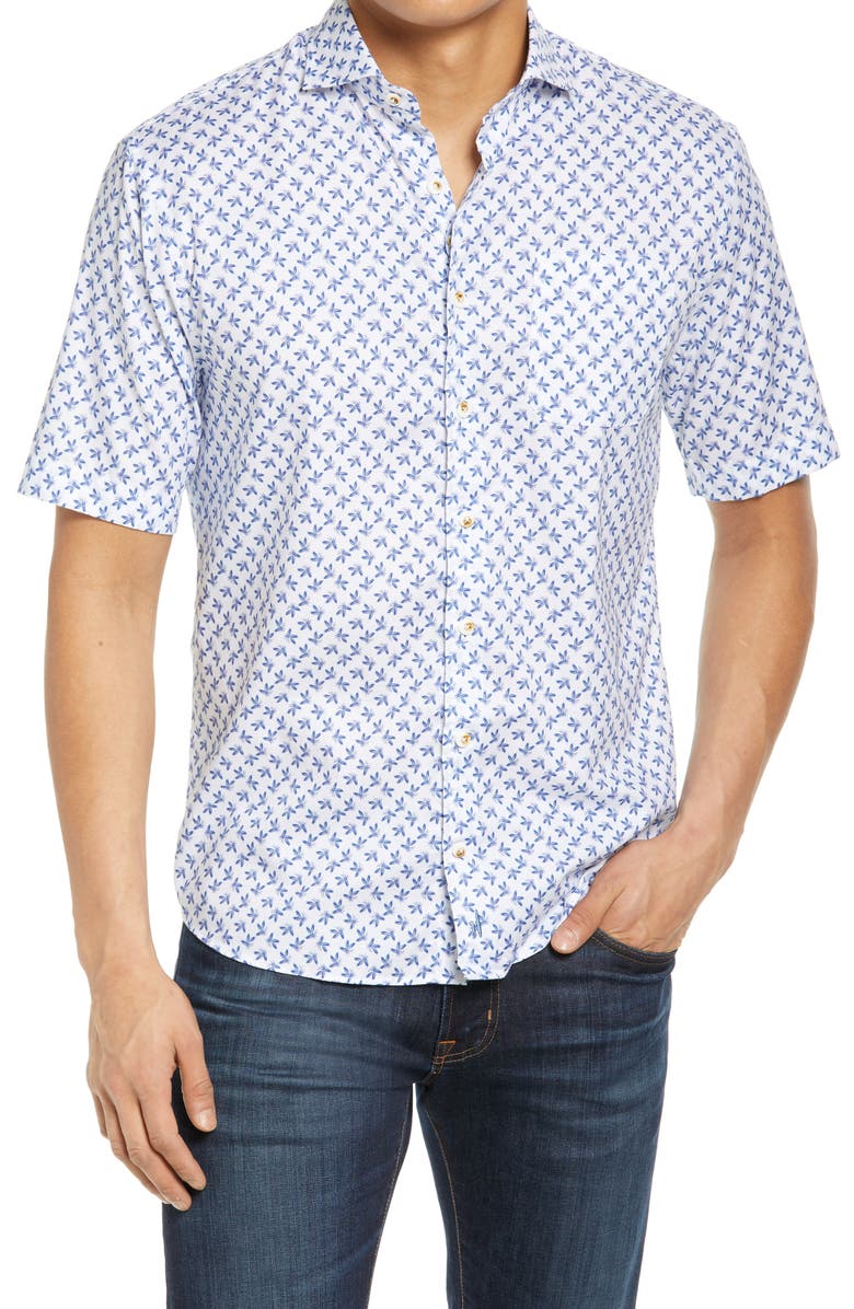 johnnie-O Wendell Floral Short Sleeve Button-Up Shirt, Main, color, 