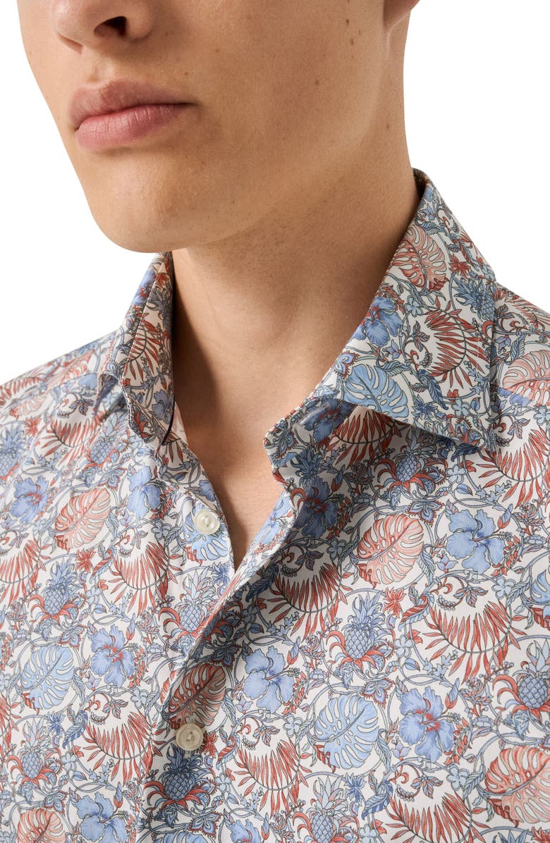 Eton Contemporary Fit Floral Dress Shirt, Alternate, color, Medium Red