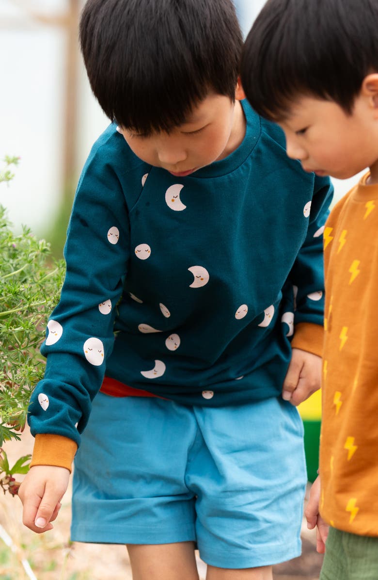 Little Green Radicals Print Organic Cotton Crewneck Sweatshirt, Alternate, color, Blue