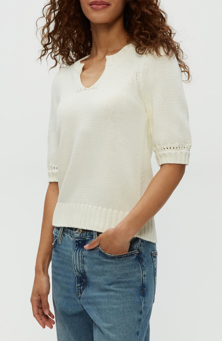 Michael Stars Rosanna Puff Sleeve Sweater, Alternate, color, Off White