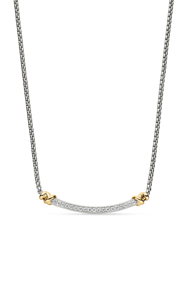 Petite Helena Sterling Silver & 18K Yellow Gold Diamond Wrap Station Necklace, 29mm, Main, color, DIAMOND/ SILVER
