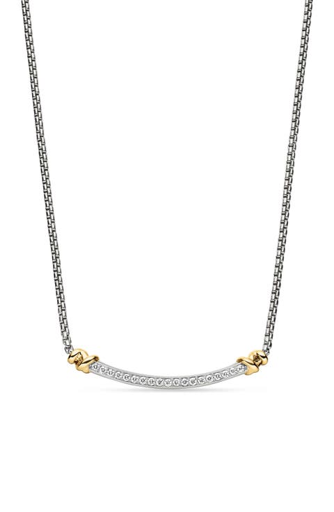Petite Helena Sterling Silver & 18K Yellow Gold Diamond Wrap Station Necklace, 29mm