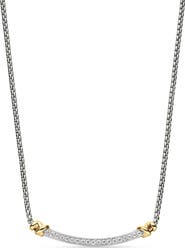 David Yurman Petite Helena Sterling Silver & 18K Yellow Gold Diamond Wrap Station Necklace, 29mm