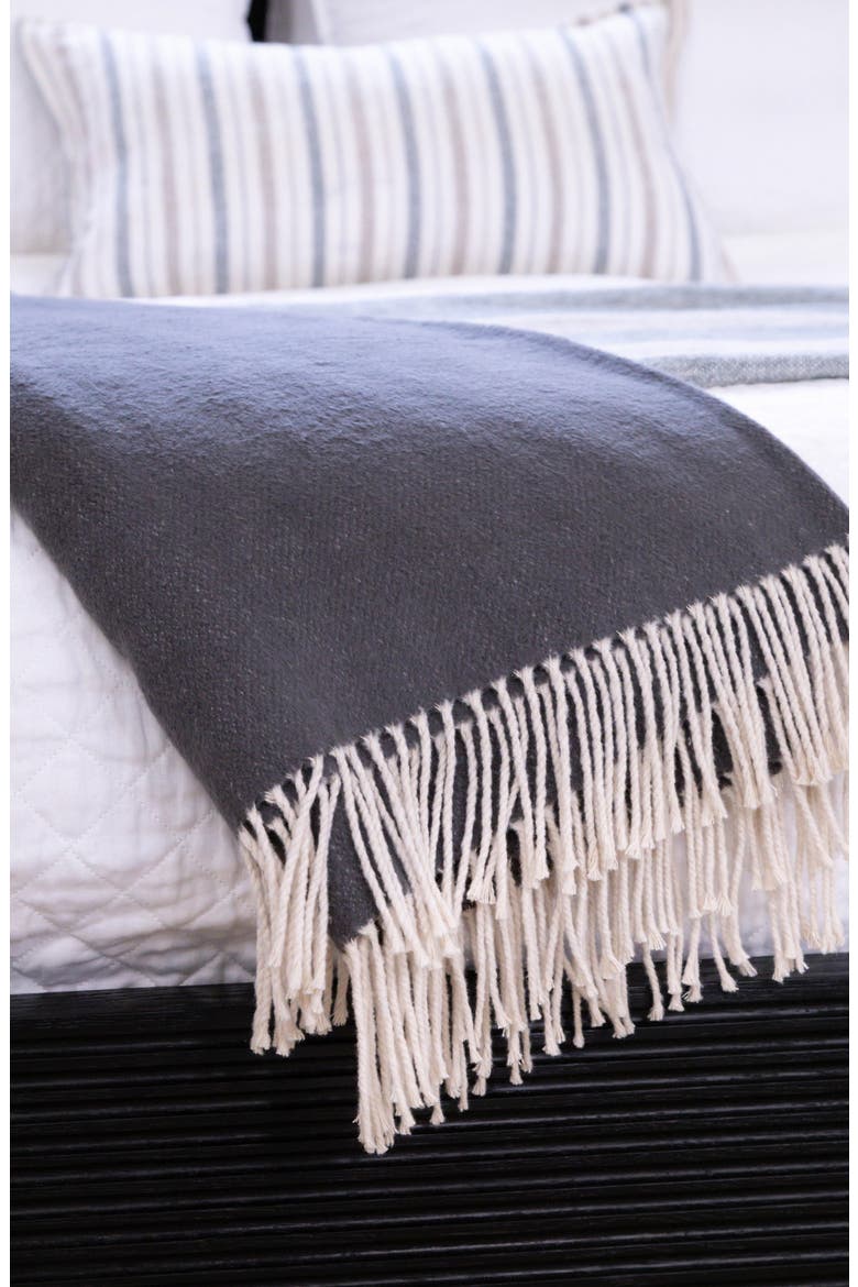 Billie Fringe Cotton Throw Blanket, Alternate, color, CHARCOAL