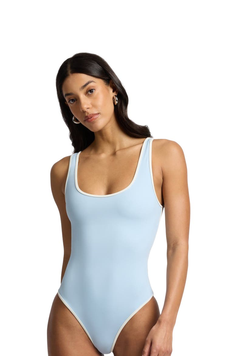 Arya High-Cut Leg One-Piece, Alternate, color, Sky/White