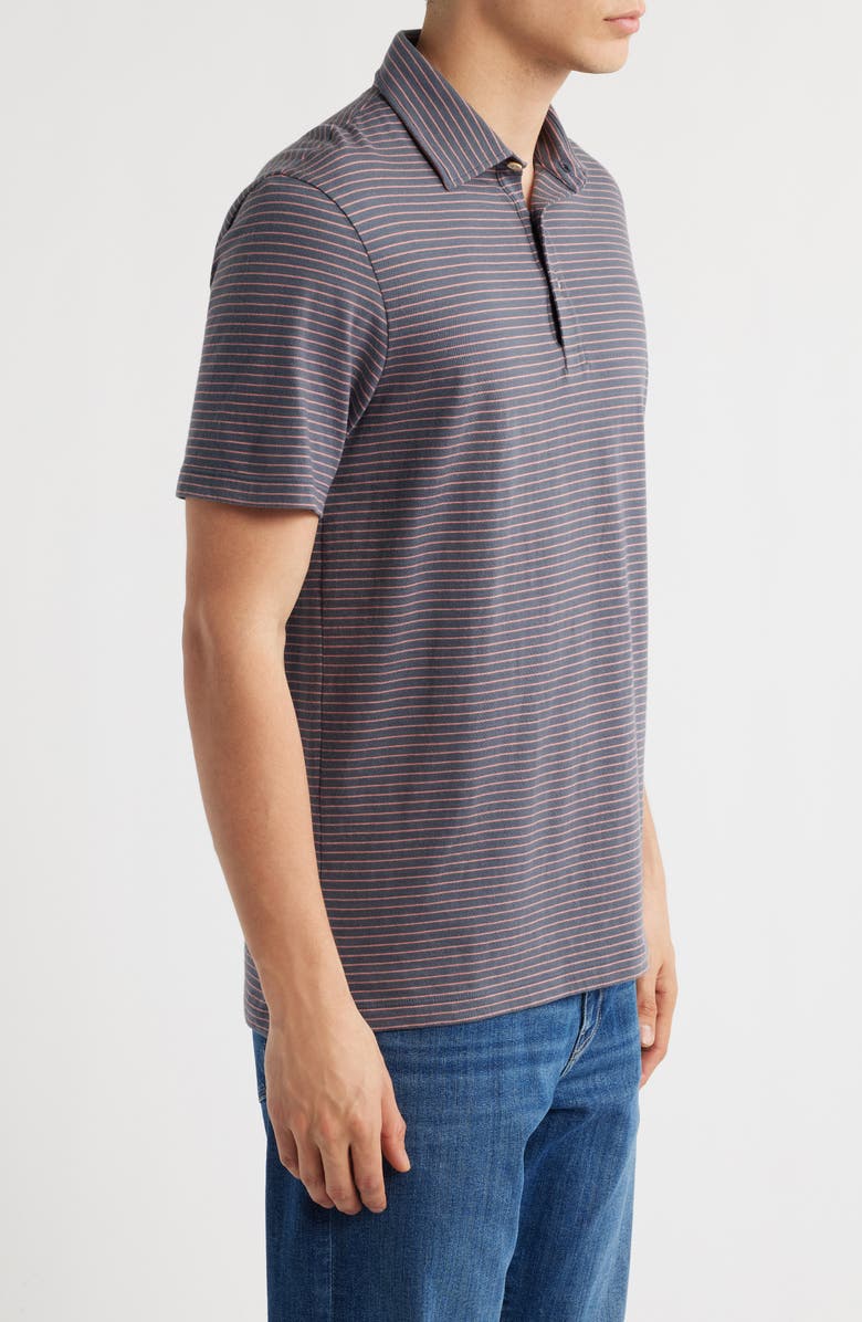 Faherty Retreat Stripe Short Sleeve Polo, Alternate, color, Navy Cherry Stripe