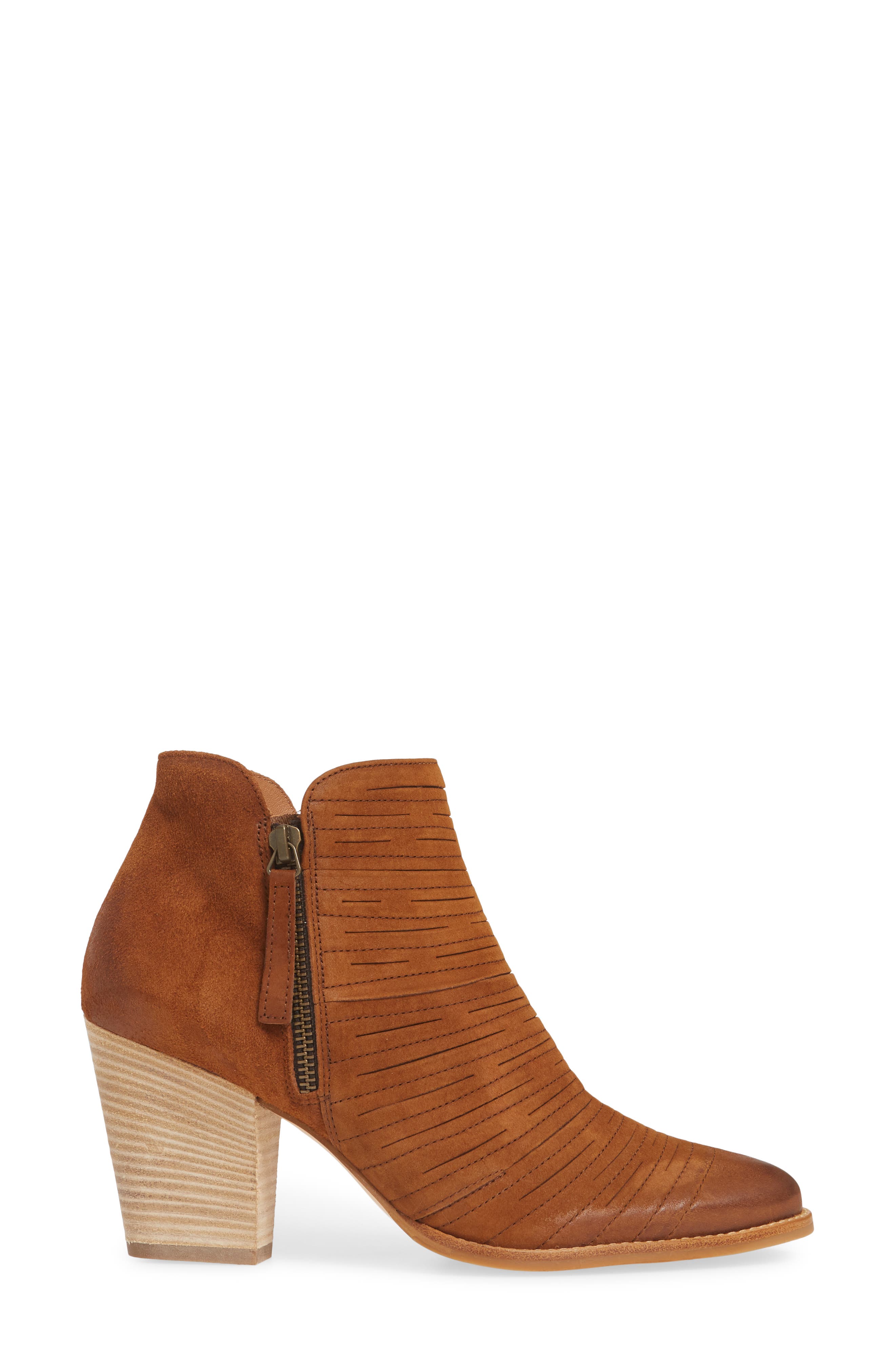 Malibu Sliced Zip Bootie, Alternate, color, COGNAC