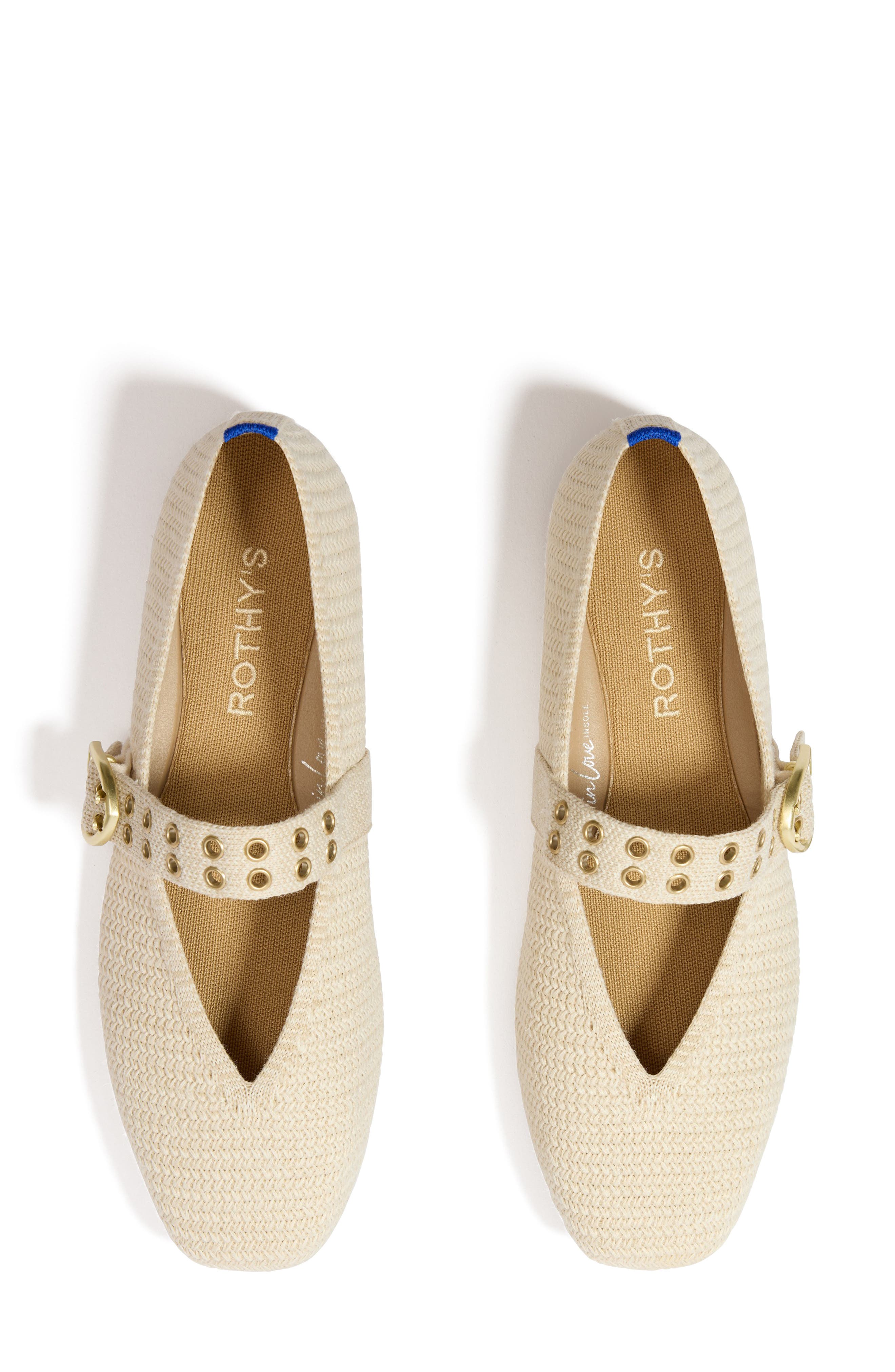 Rothy's The Max Buckle Mary Jane Flat, Alternate, color, Cream Woven