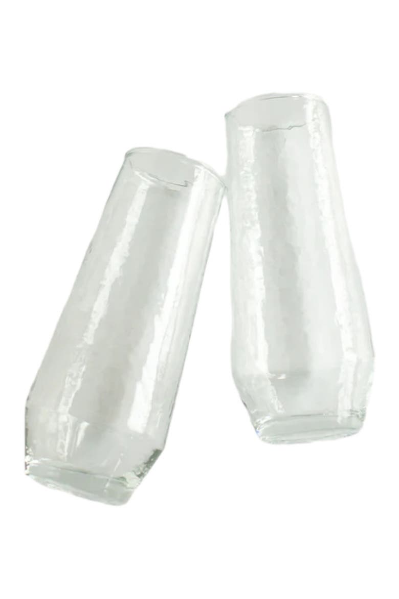 Handblown Hammered Champagne Flutes - Set of 4, Main, color, Clear