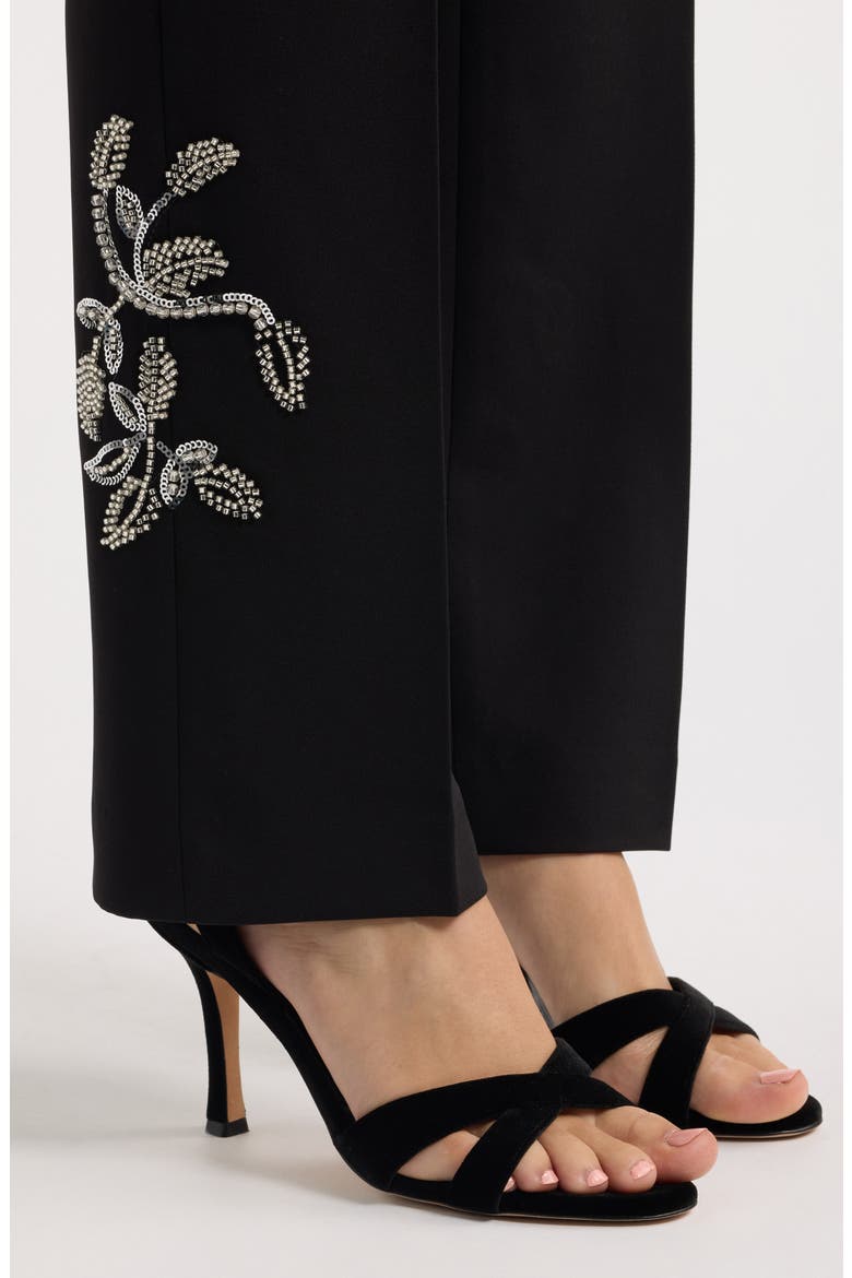 Embellished Mid Rise Straight Leg Pants, Alternate, color, BLACK