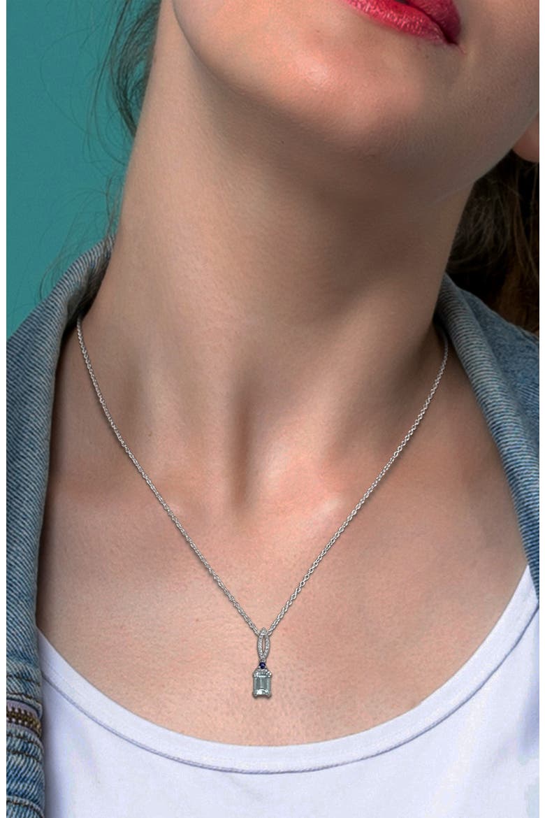 Aquamarine, Blue Sapphire & Diamond Pendant Necklace, Alternate, color, BLUE
