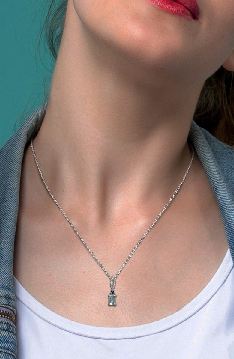 DELMAR Aquamarine, Blue Sapphire & Diamond Pendant Necklace, Alternate, color, Blue