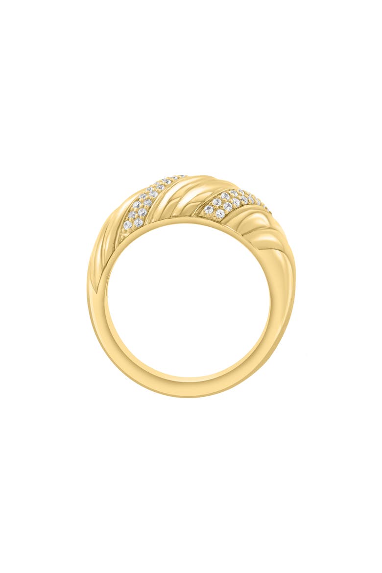 14K Gold Plated sterling Silver Cubic Zirconia Dome Ring, Alternate, color, GOLD