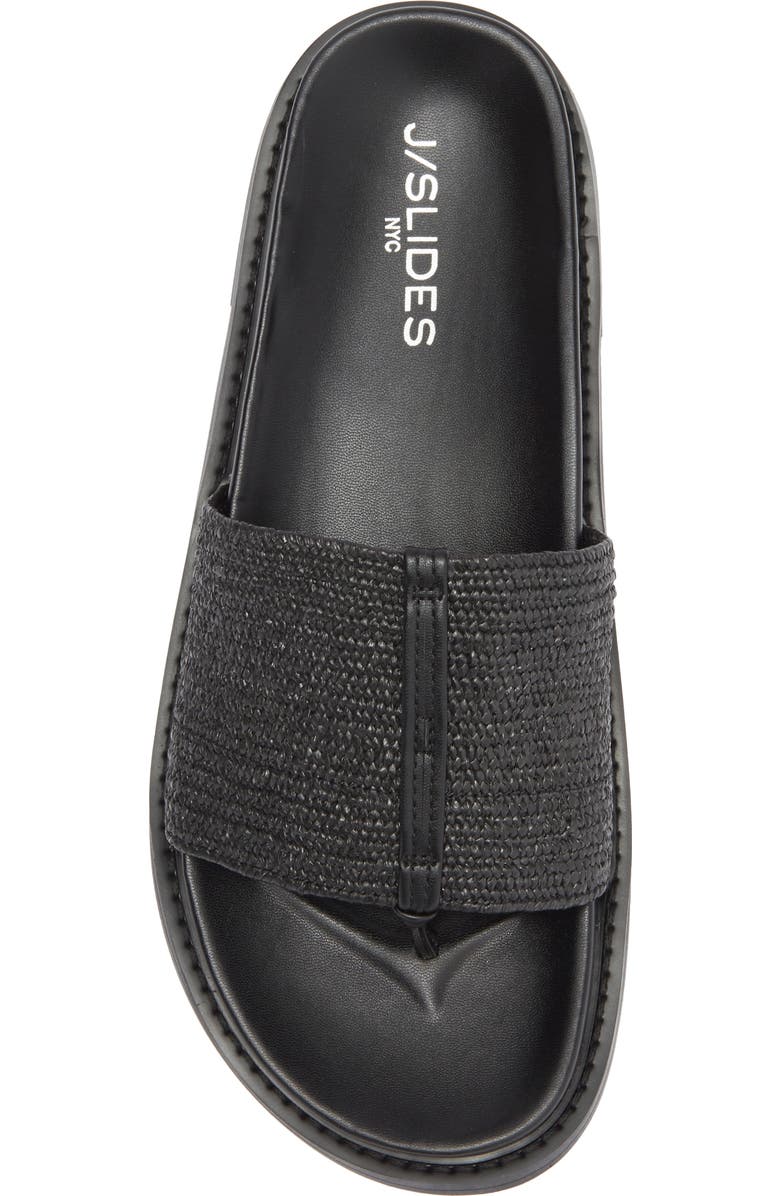 JSlides Raffia Slide Sandal, Alternate, color, Black Stretch
