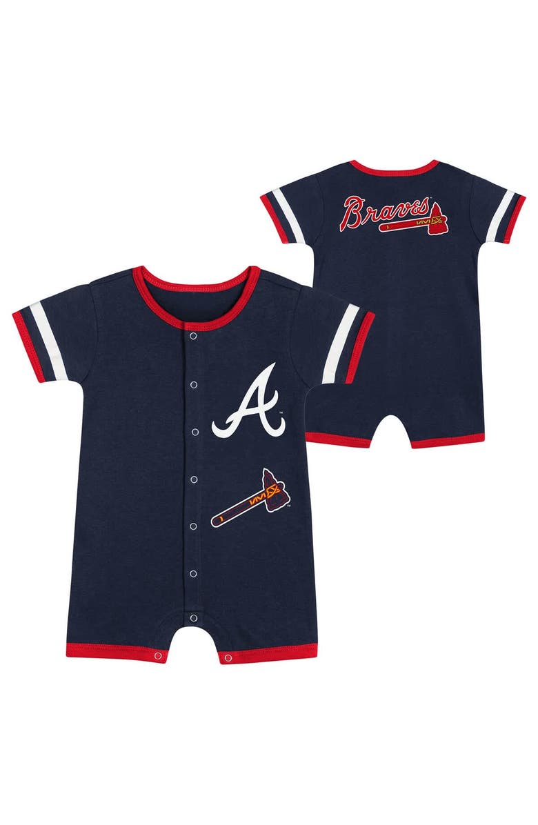 Outerstuff Newborn  Navy Atlanta Braves Double Hit Coveralls, Main, color, 